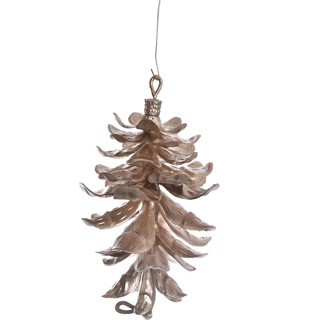 SMALL HANGING PINE CONE 15CM CHAMPAGNE