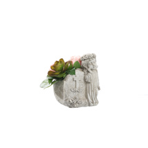 ROSE THISTLE ARR IN ANGEL PLANTER 16X16X16CM PINK