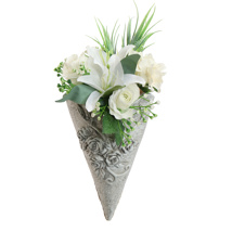 ROSE LILY ARR IN HANGING PLANTER 27X15X10CM CREAM