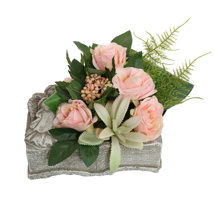 ROSE ARR IN BOOK PLANTER 14X18X14CM PINK