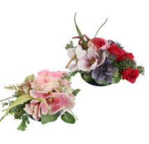 ROSE PEONY ARR IN ROUND TRAY D33X15CM ASSORTED