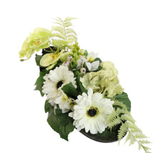 GERBERA ORCHID ARR IN OVAL PLANTER 55X24X15CM GREEN