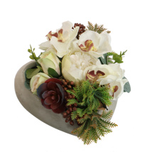 ORCHID BALL ROSE ARR IN HEART 17X15CM CREAM