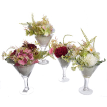 ARRANGEMENT IN GLASS COUPE 30CM ASSORTED