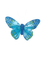 FEATHER BUTTERFLY 9.5CM (each pc in polybag) BLUE