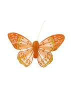FEATHER BUTTERFLY 9.5CM (each pc in polybag) ORANGE