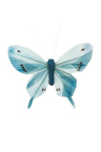 FEATHER BUTTERFLY 10CM (each in polybag) BLUE