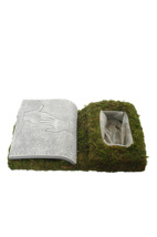BOOK SHAPE W/MOSS AND STONE 30 X 20CM