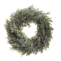 FROSTED CYPRESS WREATH 34CM