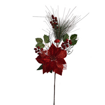 PINE SPRAY W/APPLE AND POINSETTIA 70CM RED