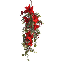 POINSETTIA BERRY GARLAND 80CM RED