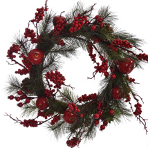 PINE BERRY WREATH RED