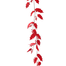 HOLLY LEAVES GARLAND 150CM RED