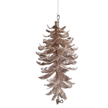 LARGE HANGING PINE CONE 23CM CHAMPAGNE
